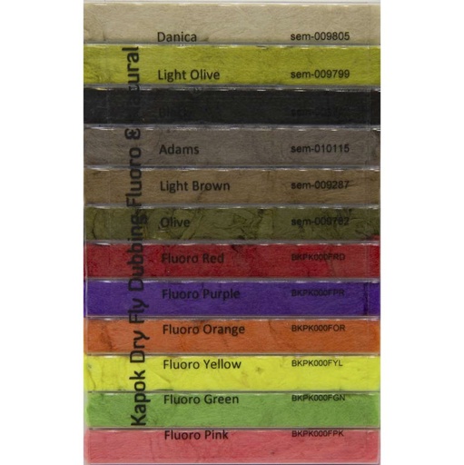 [DKPK000FMX] Kapok Dry Fly Dubbing Fluoro & Natural Dispenser